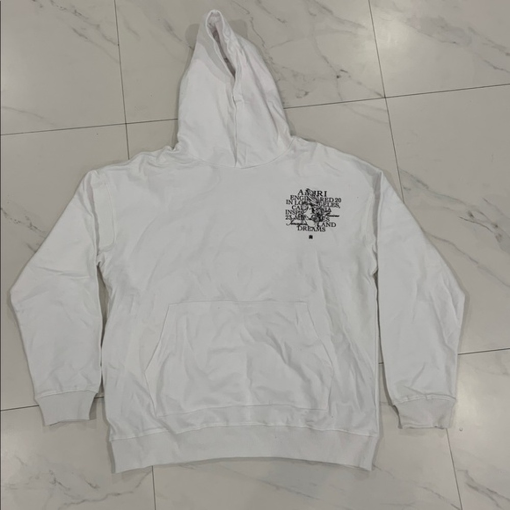 Amiri Hoodie Pullover for Men White Dreams & Imaginations Logo Size Large